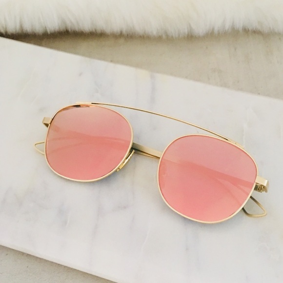 LYB Accessories - Bridgeless Topbar Sunglasses Gold & Pink